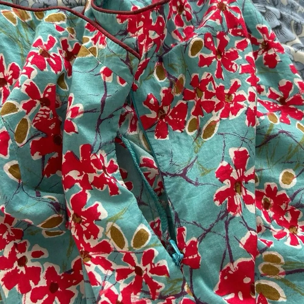 Vintage Lucky Brand Mandarin Collar Floral Top Sleeveless Cotton Large - Picture 6 of 9